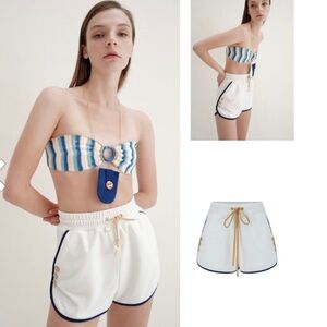NWT My Beachy Side x Emily In Paris Minette Bimini white coverup Shorts large